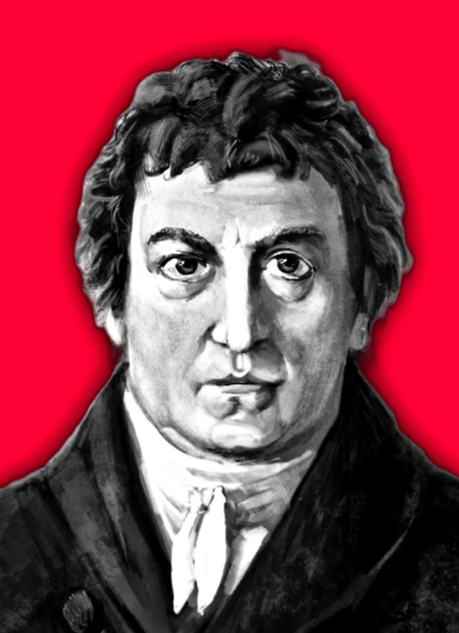 Johann Gottlieb Fichte — engraving on red ground